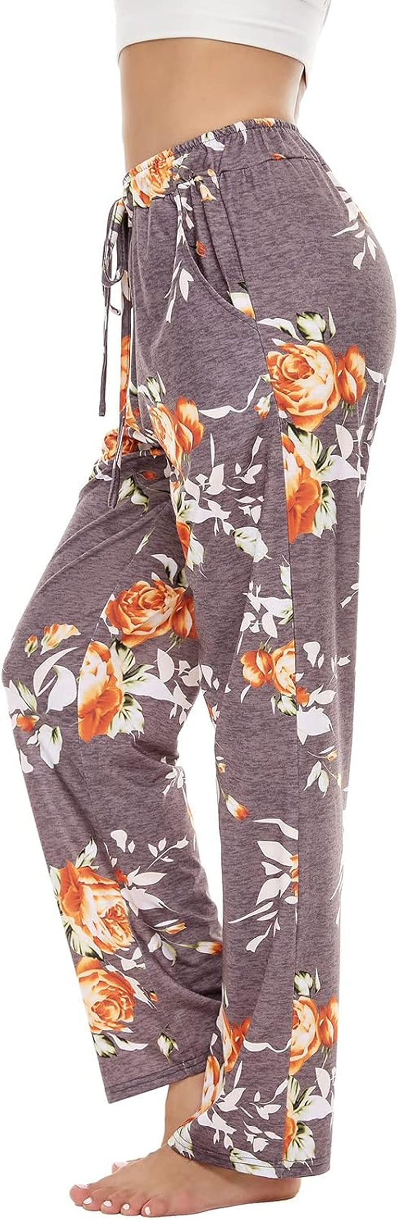 Womens Comfy Lounge Pants Loose Yoga Pants Drawstring Soft Pajama Pants with Pockets