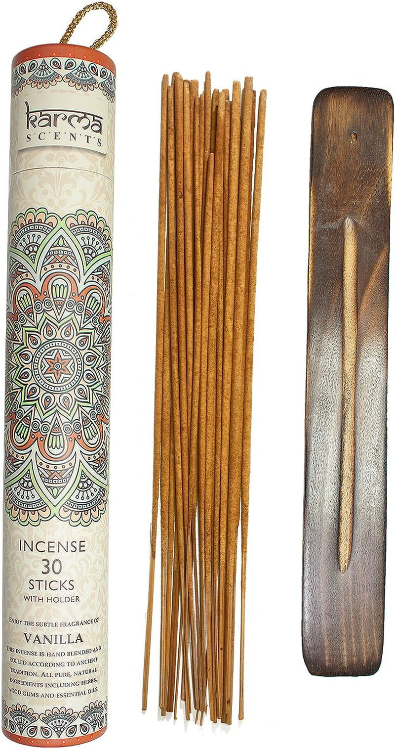 Premium Vanilla Incense Sticks, 5 Set Gift Pack with a Free Holder in Each Box. Includes 150 Sticks and Five Incense Burners | Perfect for Home Decor and Gifts.