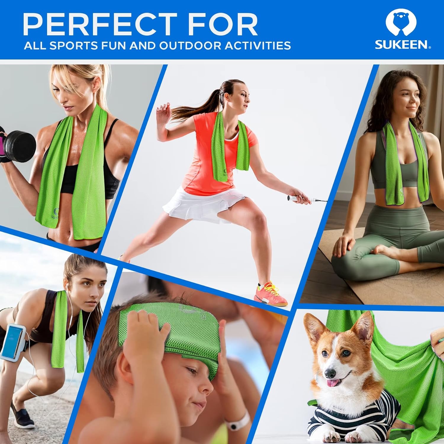 [4 Pack] Cooling Towel (40"X12"), Ice Microfiber Towel, Soft Breathable for Yoga, Sport, Running, Gym, Workout, Camping, Fitness & More Activities