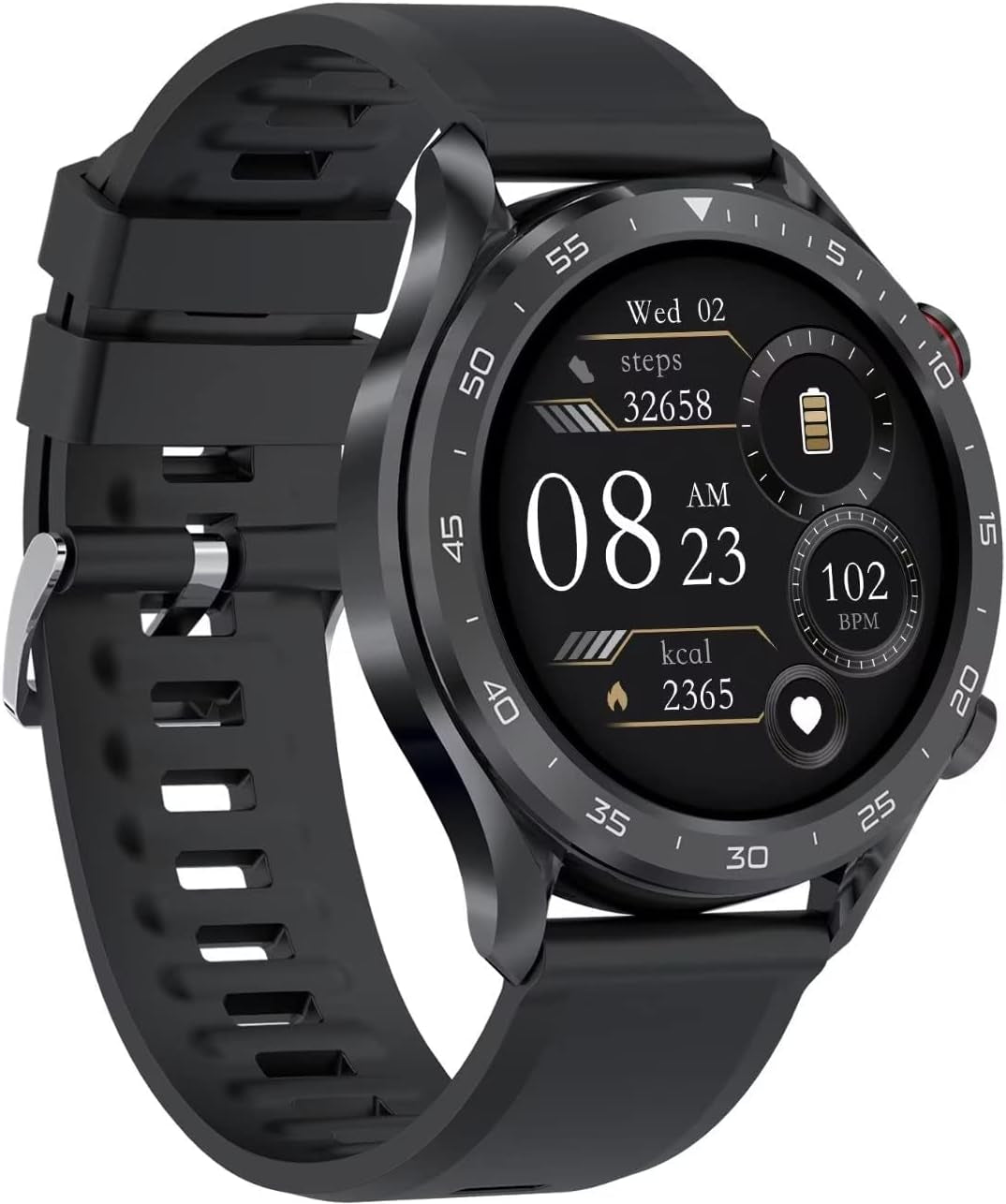 BT2 Pro Smart Watch for Men Compatible with Samsung Iphone Android Phones (Dial/Answer Call) Built-In Music Player, Voice Assistant, Real-Time Heart Rate & Sleep Monitor, Black