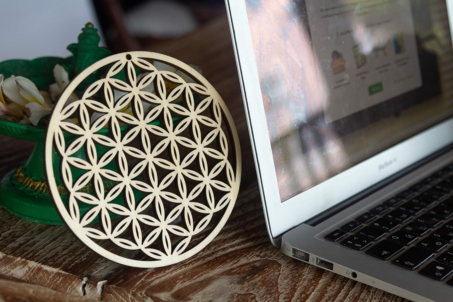 5.31" Flower of Life Wall Art, Sacred Geometry Wall Art, Wooden Wall Art Decor, Yoga Wall Art Hanging, Laser Cut Artwork, Wall Sculpture Symbol, Gift Purpose, Car Hanger