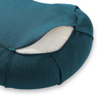 Zafu Meditation Cushion with Buckwheat Hulls, 17" Crescent Yoga Bolster Pillow with Organic Cotton Cover - Teal