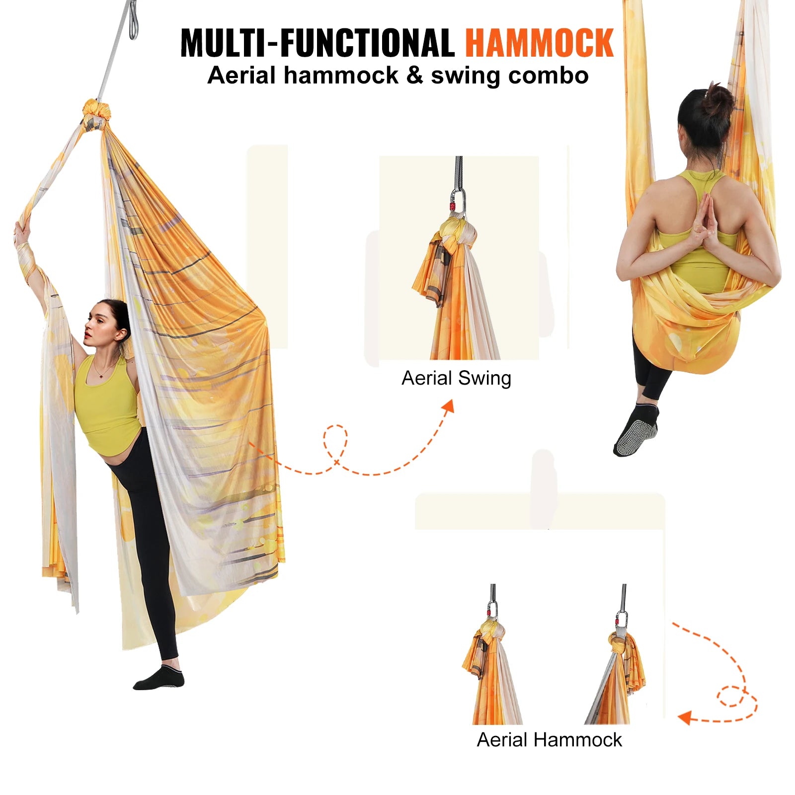5.5 Yards Aerial Yoga Hammock & Swing Nylon Fabric Full Rigging Hardware for Antigravity Yoga Fitness Bodybuilding