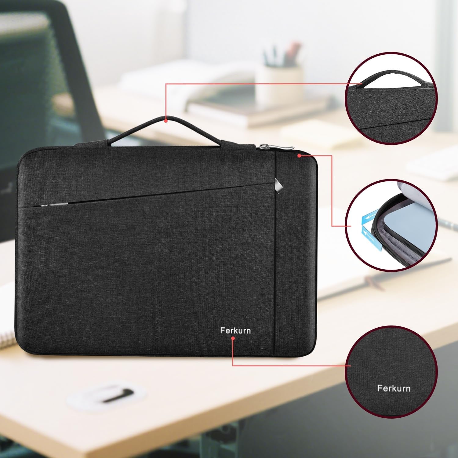 Laptop Case Sleeve for Men Women Chromebook Case Compatible with Macbook Air/Pro Lenovo Surface HP Dell ASUS Acer, 14 Inch, Black