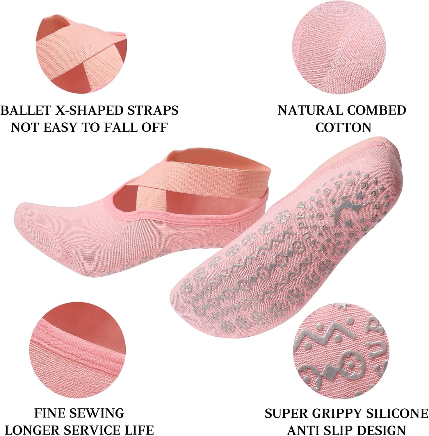 Yoga Socks with Grips Women Mens Non Slip Yoga Socks for Pilates Barre Dance Hospital
