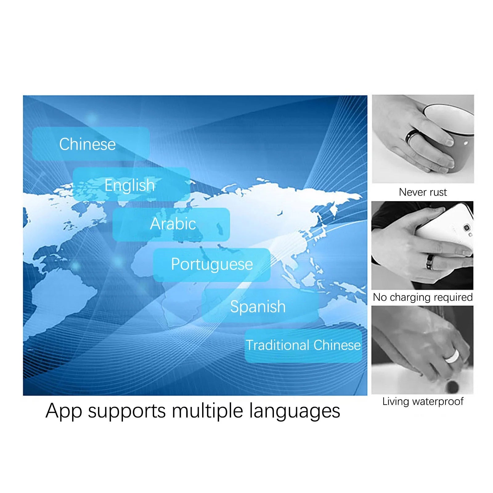 NFC Mobile Phone Smart Ring Stainless Steel Ring Wireless Radio Frequency Communication Water Resistance Jewelry