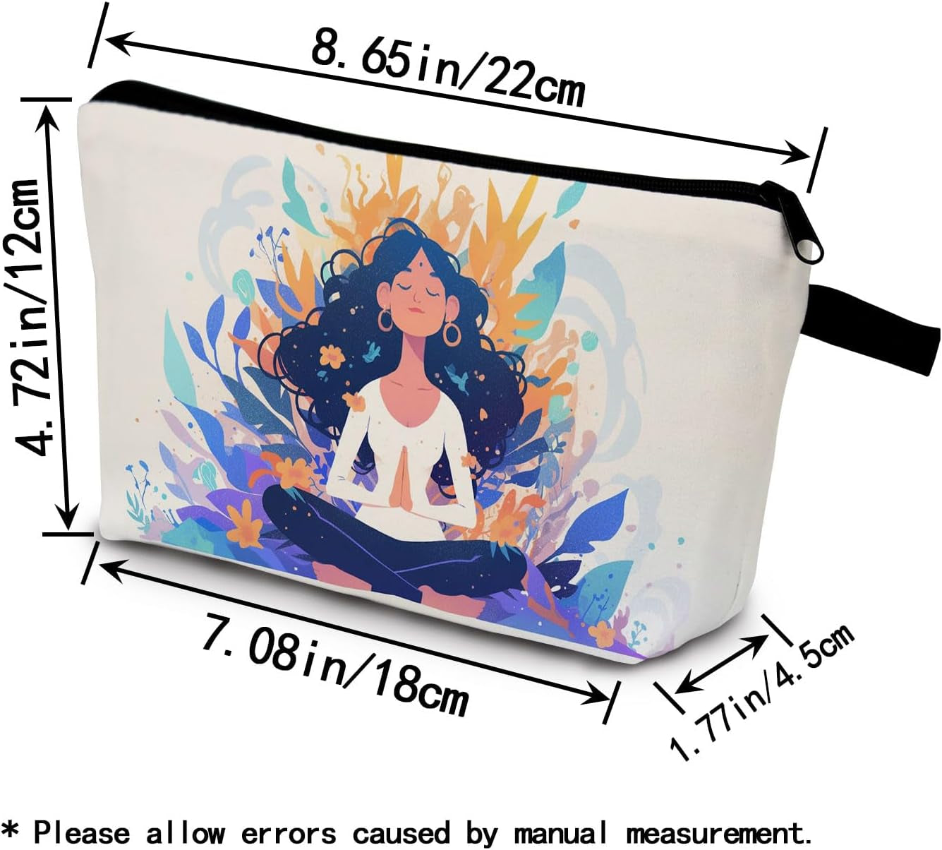 Yoga Gifts Colorful Yoga Makeup Bag Cute Small Organizer Bag with Zipper Yoga Print Cosmetic Bag Birthday Gifts for Yoga Lovers Coach Women Friends