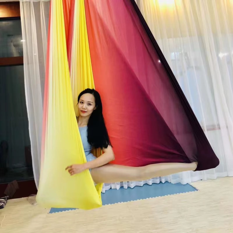 Anti-Gravity Multicolour Yoga Hammock Flying Swing 5M Fabrics Yoga Belts for the Yoga Exercise Air Swing Bed Trapeze Yoga Studio