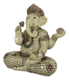 Ebros 11" Tall Hindu Ganesha in Meditation Holding Bowl Conch and Lotus Statue