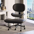 Faux Leather Ergonomic Cross-Legged Office Chair ADHD Meditation Chair with Wheels and Height Adjustable, Black