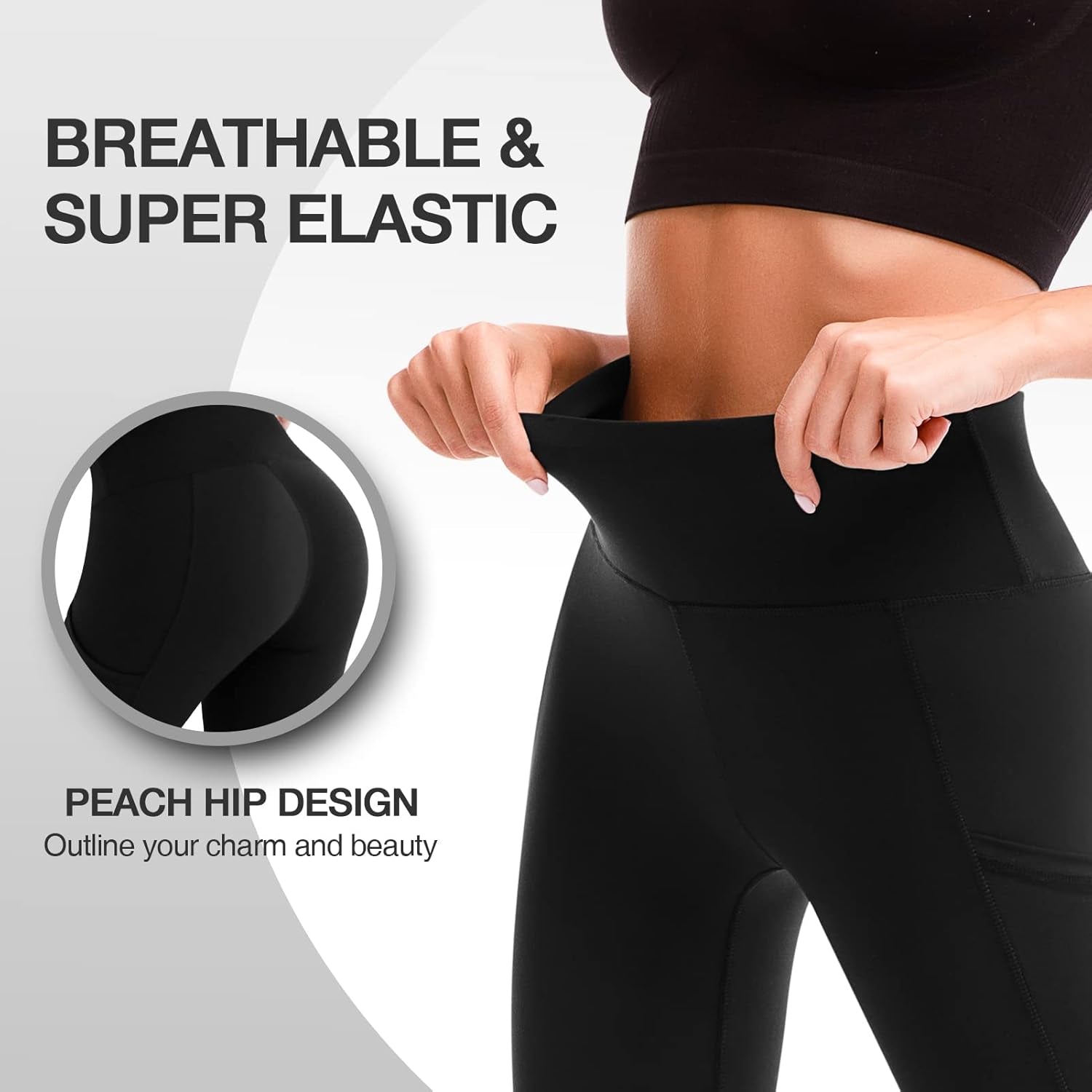 Yoga Pants - Women'S High Waisted Leggings with Pockets(Black 1 Pairs, Medium)