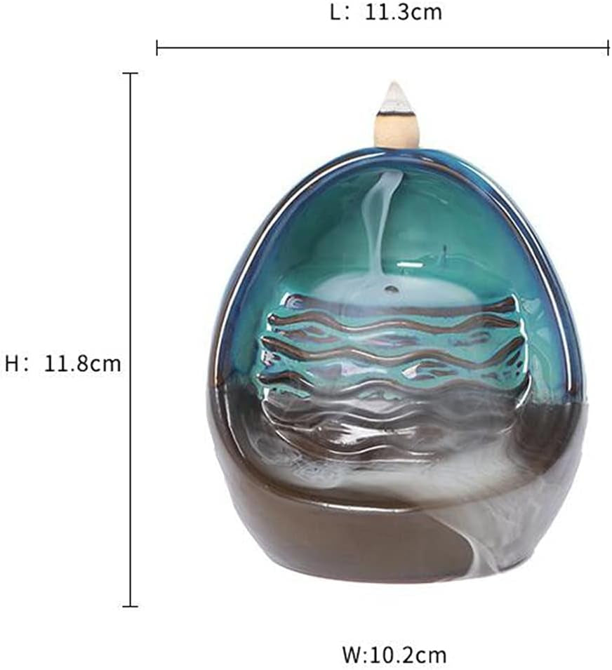 Ceramic LED Backflow Incense Holder Creative Waterfall Incense Burner Aromatherapy Censer Ornament Reflux Incense Burner Crafts Home Decoration
