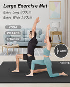 Large Yoga Mat 78X51" 10Mm/15Mm/20Mm Extra Thick Exercise Mats Home Gym Workout Stretching, Black