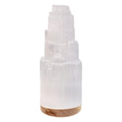 7.5 In. Natural Selenite Crystal Lamp with Wooden Base and USB Port (5-7 Lbs.)