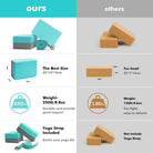 Yoga Block 2 Pack with Yoga Strap, High Density EVA Foam Block, Non-Slip Surface for Yoga, General Fitness, Pilates, Stretching-9" X 6" X 4"