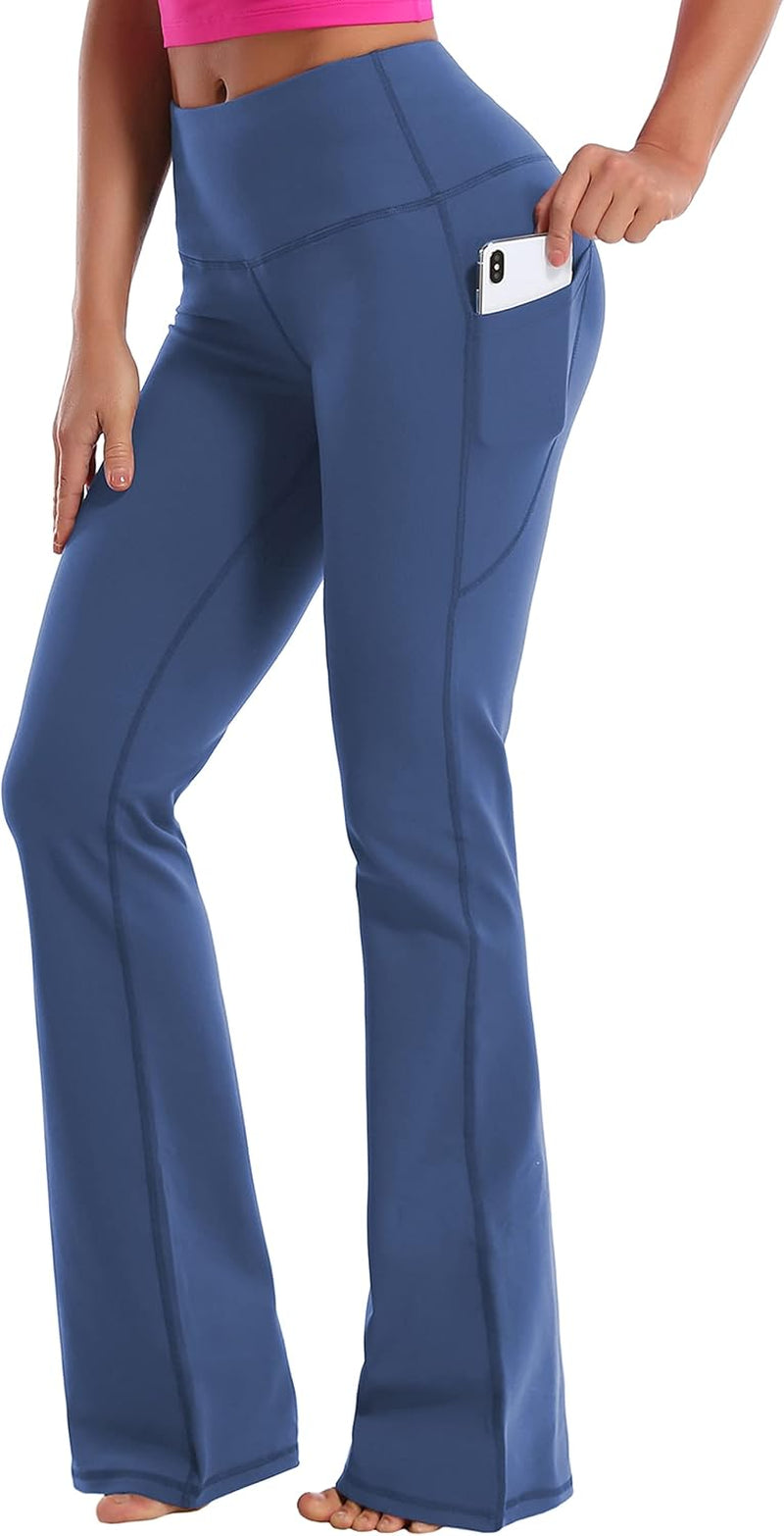 29"/31"/33"/35"/37" Women Bootleg/Wide Legs High Waist Yoga Pants Tummy Control Bootcut Workout Flared Out Pockets