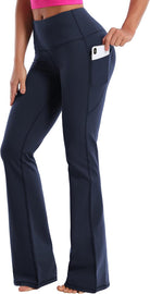 29"/31"/33"/35"/37" Women Bootleg/Wide Legs High Waist Yoga Pants Tummy Control Bootcut Workout Flared Out Pockets