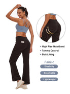 Womens Bootcut Yoga Pants with Pockets High Waist Bootleg Trousers Workout Gym Flare Legging Activewear Black XL