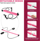 Pilates Bar Kit with Resistance Band - Portable Yoga Pilates Stick Exercise Stick with Foot Loop Fitness Stretching Equipment Home Gym Bodybuilding for Fully Body Workout (Pink)