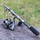 Fishing Rod Reel Combo with Telescopic Fishing Pole Spinning Reel Carrier Bag for Travel Saltwater Freshwater Fishing