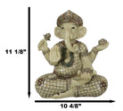 Ebros 11" Tall Hindu Ganesha in Meditation Holding Bowl Conch and Lotus Statue
