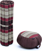Meditation Cushion Set – 1 round Zafu Meditation Pillow and 1 Square Roll-Up Zabuton Meditation Mat, Pillows Bundle Filled with Kapok