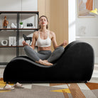 Yoga Curve Chair, Velvet Yoga Chaise Lounge Chair for Adults, Modern Yoga Couch for Stretching and Relaxation, Black