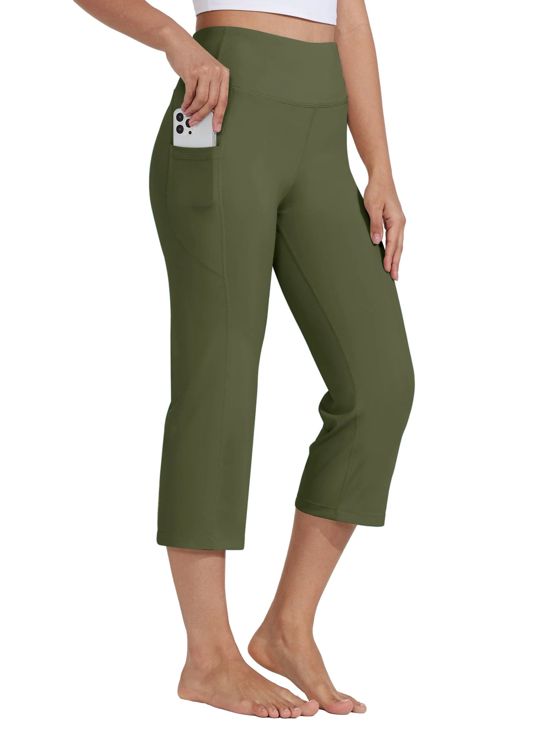 Capris Pants for Women High Waist Yoga Pants Women Athleisure Wide Legs with Pockets