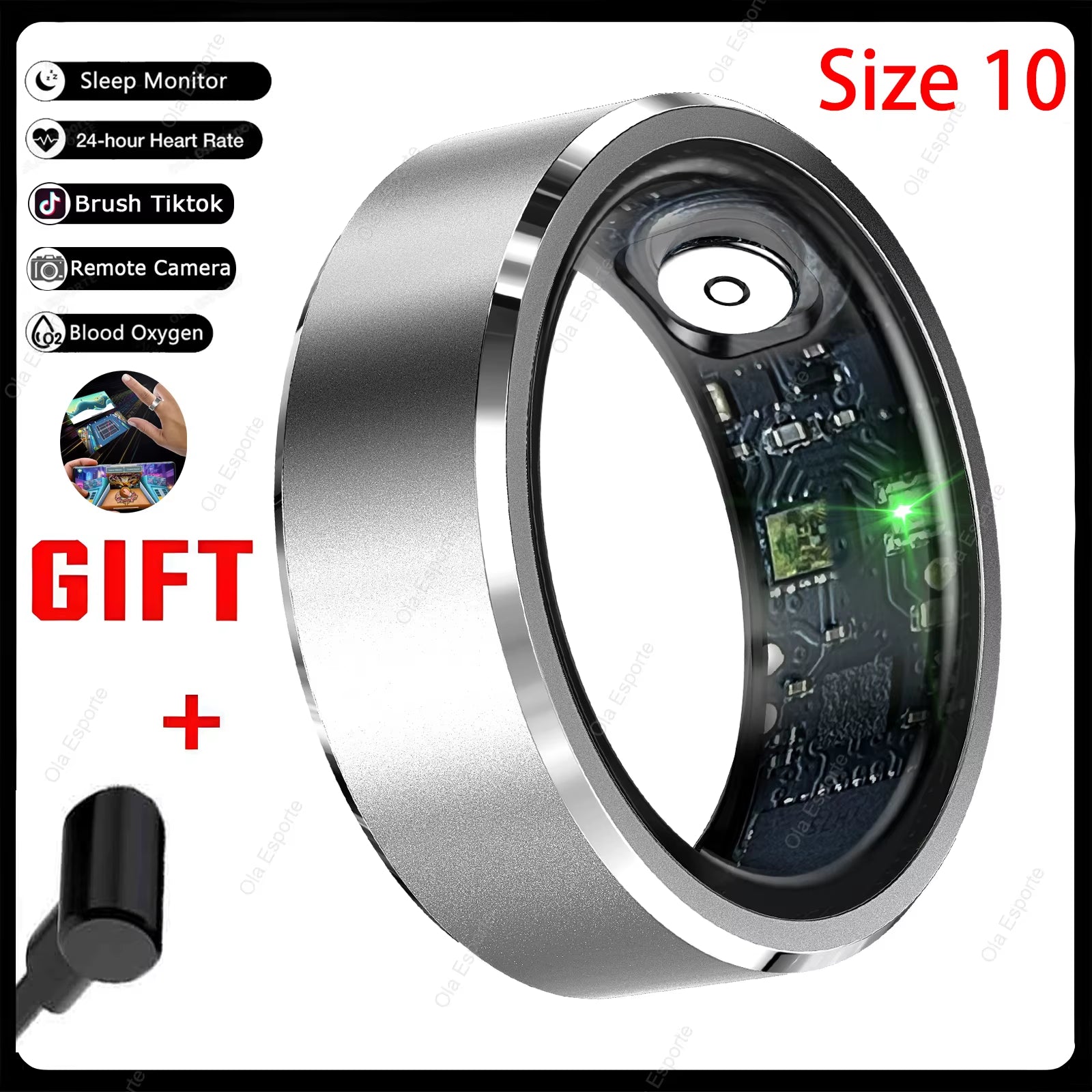 Smart Ring Gesture Control Function 5ATM Waterproof Heart Rate Blood Pressure Oxygen Sleep Monitoring Sports Fitness Smart Ring