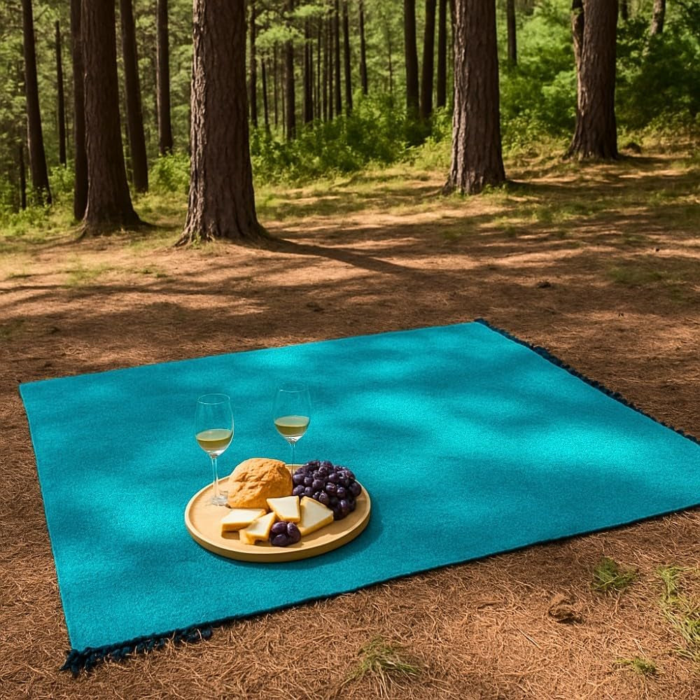 Solid Color Mexican Yoga Blanket – Large Handwoven Throw for Yoga, Beach, Camping or Home – Soft and Durable Cotton Blend