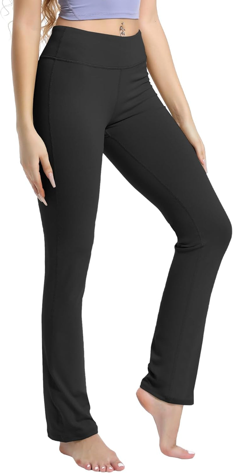 29"/31"/33"/35"/37" Women'S High Waist Straight Leg Yoga Pants Tummy Control Workout Pants with Pockets