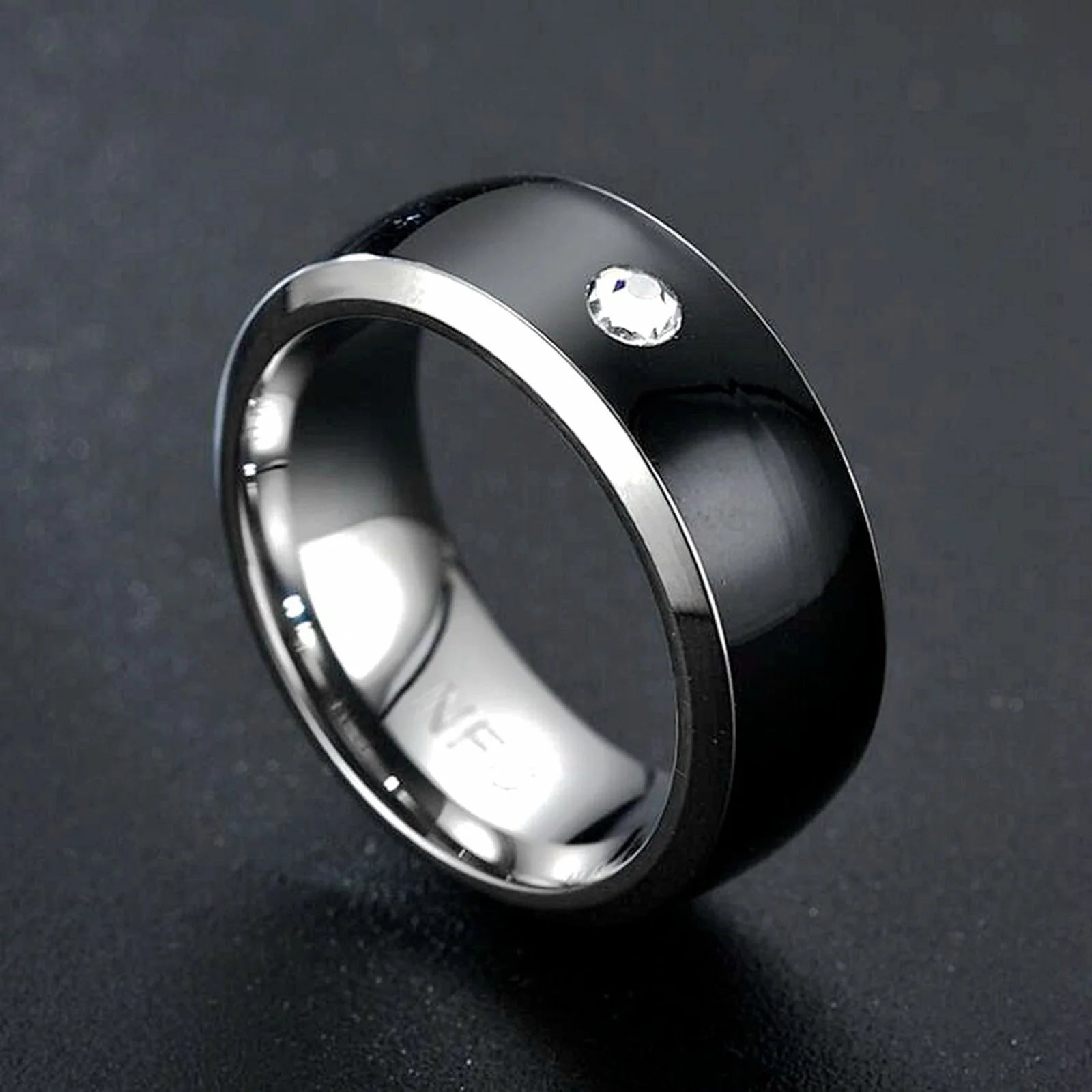 2024 New Rings for Women Nfc Mobile Phone Smart Ring Stainless Steel Ring Wireless Radio Frequency Communication Water Resistance Jewelry Gifts for Her Black