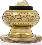 Premium Bundle of Hand Carved Brass Incense Holder with Copal Resin. Comes with 10 Charcoal