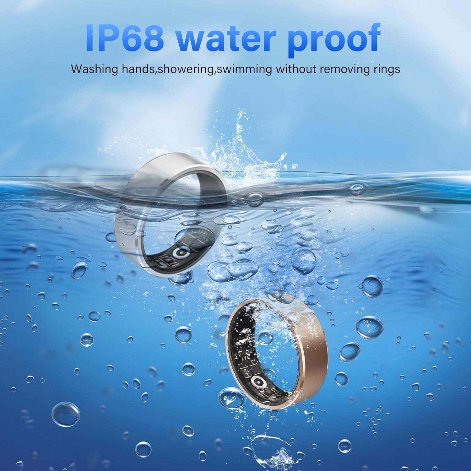 Smart Ring Fitness Tracker Ring for Men Women - Health Heart Rate Ring with Motion Tracking, Sleep Monitor, and Oximetry, No Subscription Fee, Family Care, Remote Photography, IP68 Waterproof(10#)