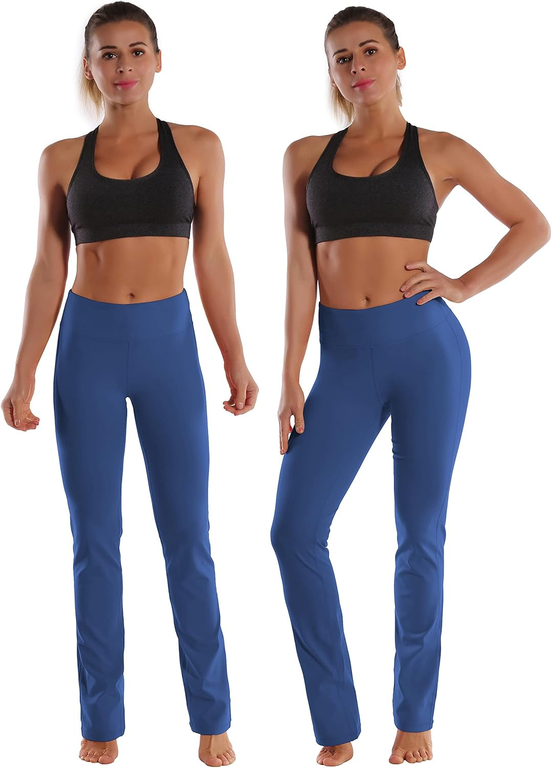 29"/31"/33"/35"/37" Women'S High Waist Straight Leg Yoga Pants Tummy Control Workout Pants with Pockets