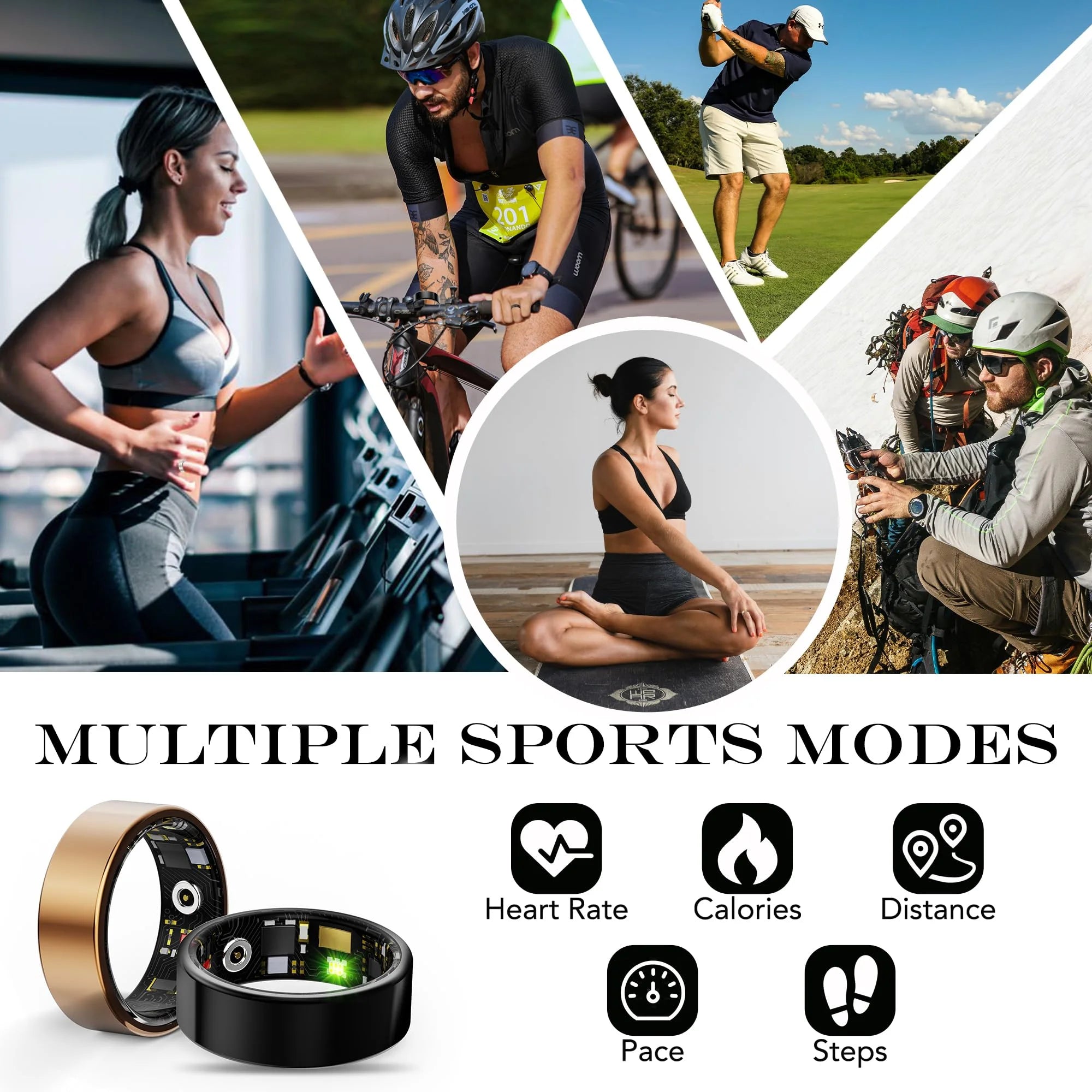 Smart Fitness Ring Tracker for Women Men with Charging Case, IP68 Waterproof for Iphone and Android, No Subscription Fee, Black 11