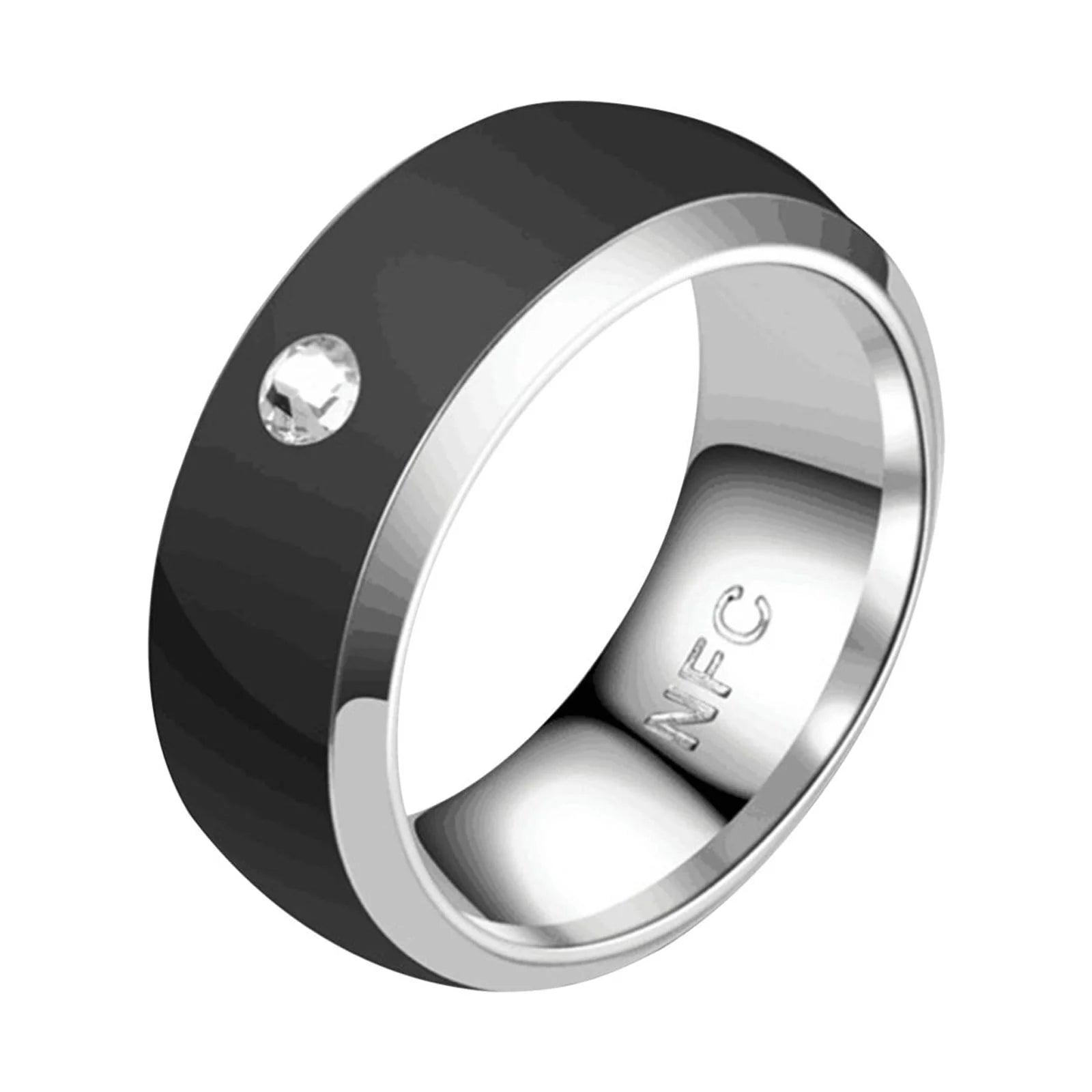 2024 New Rings for Women Nfc Mobile Phone Smart Ring Stainless Steel Ring Wireless Radio Frequency Communication Water Resistance Jewelry Gifts for Her Black