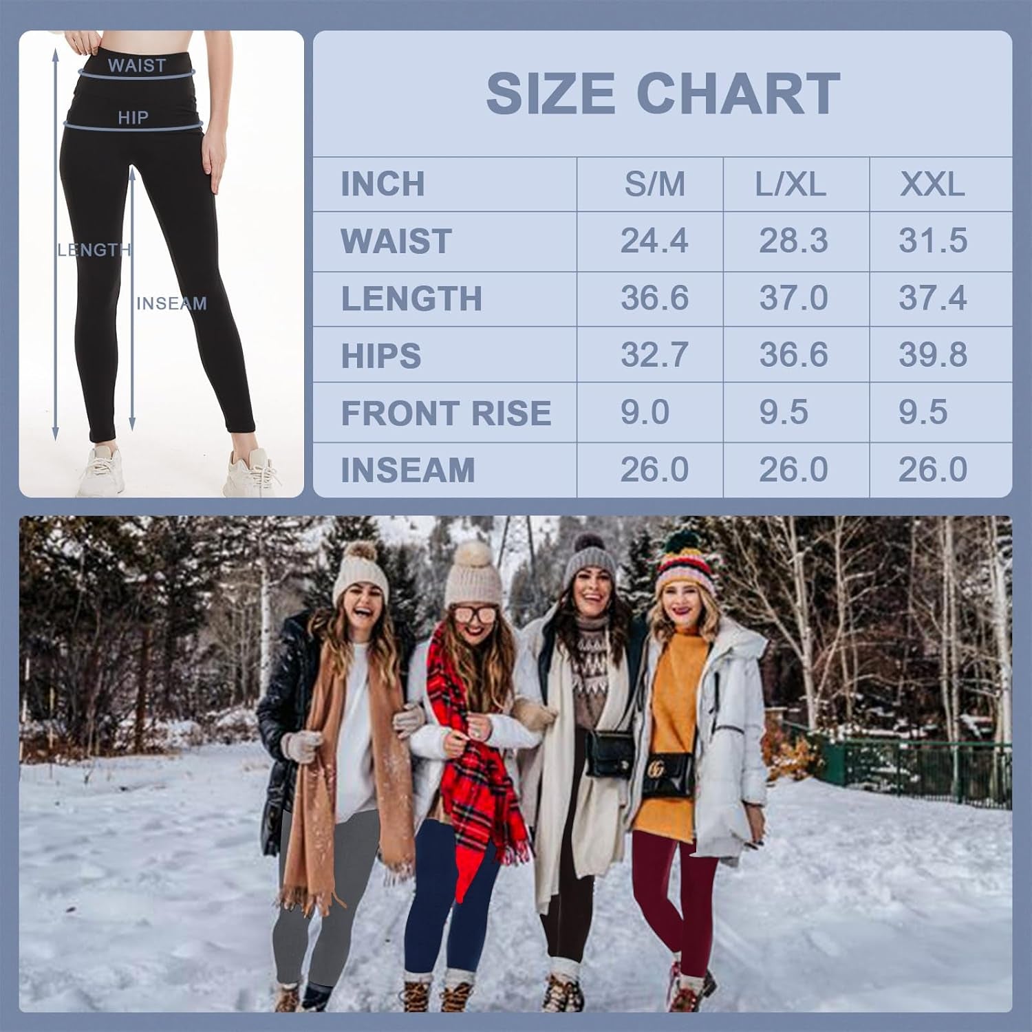 3 Pack Fleece Lined Leggings Women with Pockets - High Waisted Tummy Control Winter Thermal Warm Yoga Workout Pants