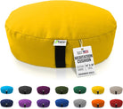 Zafu Meditation Pillows for Sitting on Floor, Yoga Cushion, Cotton/Buckwheat Fill Yoga Pillow, Zafu Meditation Cushion, Zen Kneeling Prayer Pad- Made in USA - 14"X18" Oval - Saffron