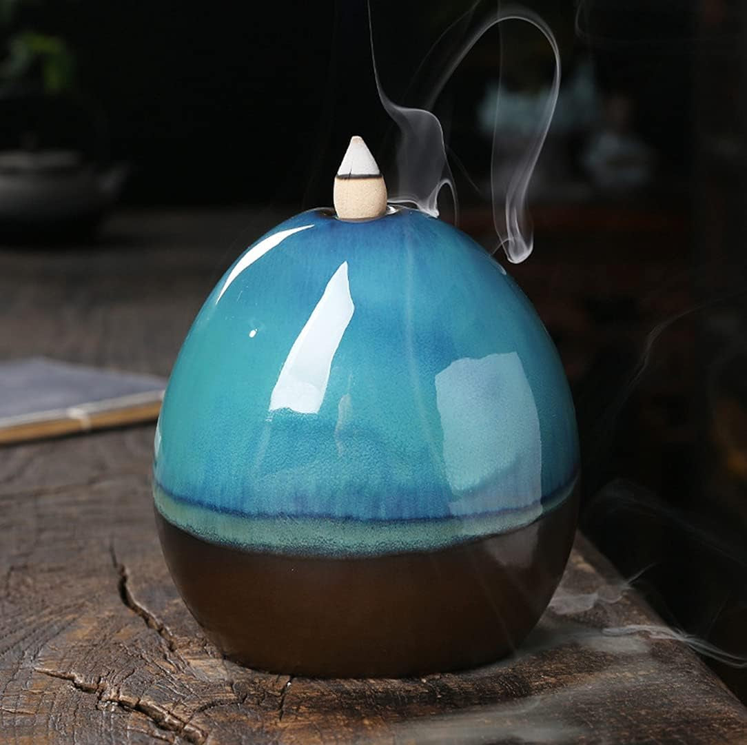 Ceramic LED Backflow Incense Holder Creative Waterfall Incense Burner Aromatherapy Censer Ornament Reflux Incense Burner Crafts Home Decoration