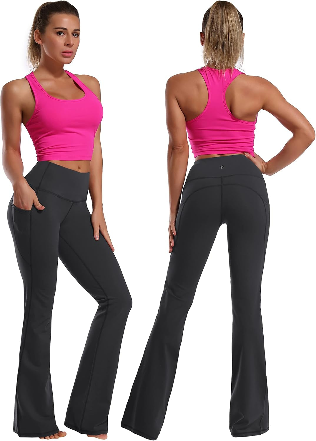 29"/31"/33"/35"/37" Women Bootleg/Wide Legs High Waist Yoga Pants Tummy Control Bootcut Workout Flared Out Pockets