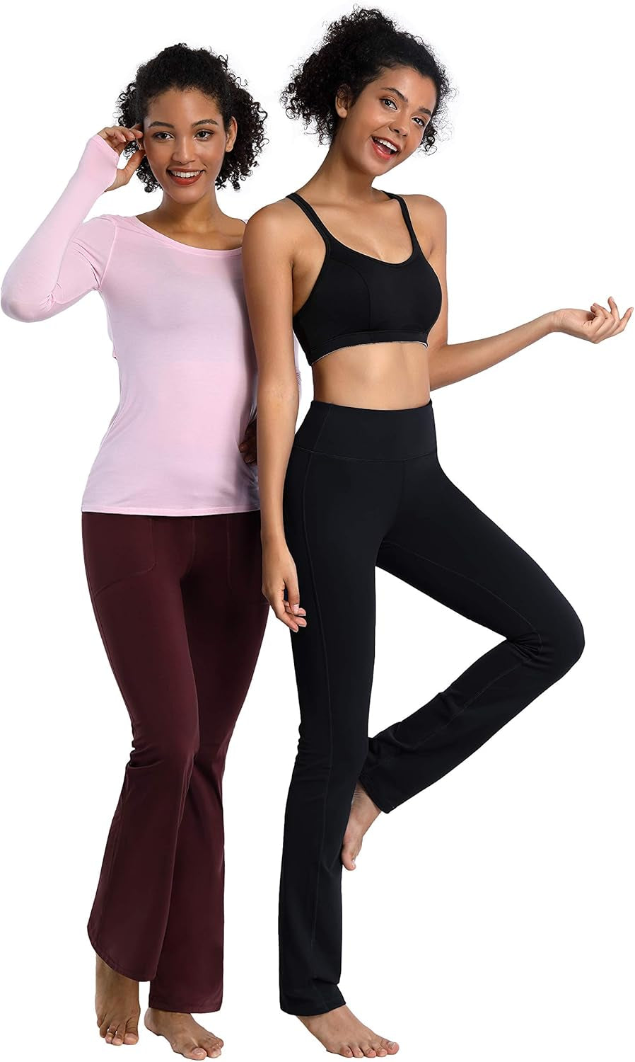 29"/31"/33"/35"/37" Women'S High Waist Straight Leg Yoga Pants Tummy Control Workout Pants with Pockets