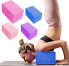 2 Pack Yoga Blocks High Density EVA Foam Brick Soft Non-Slip Surface Exercise Bricks Stability and Balance for Exercise, Yoga, Pilates, Meditation, Aid Balance (Blue)