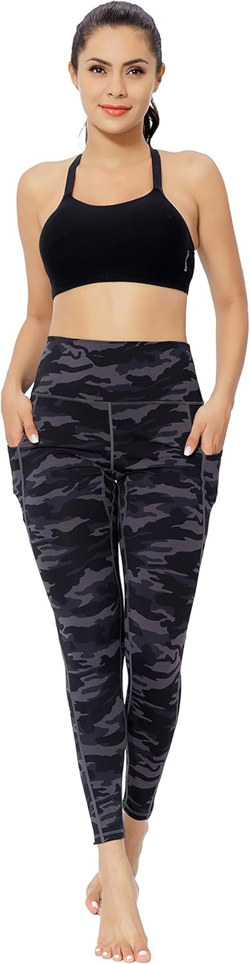 Camo Yoga Pants with Pockets for Women Workout Athletic Peach High Waist Yoga Leggings for Women Butt Lift,S