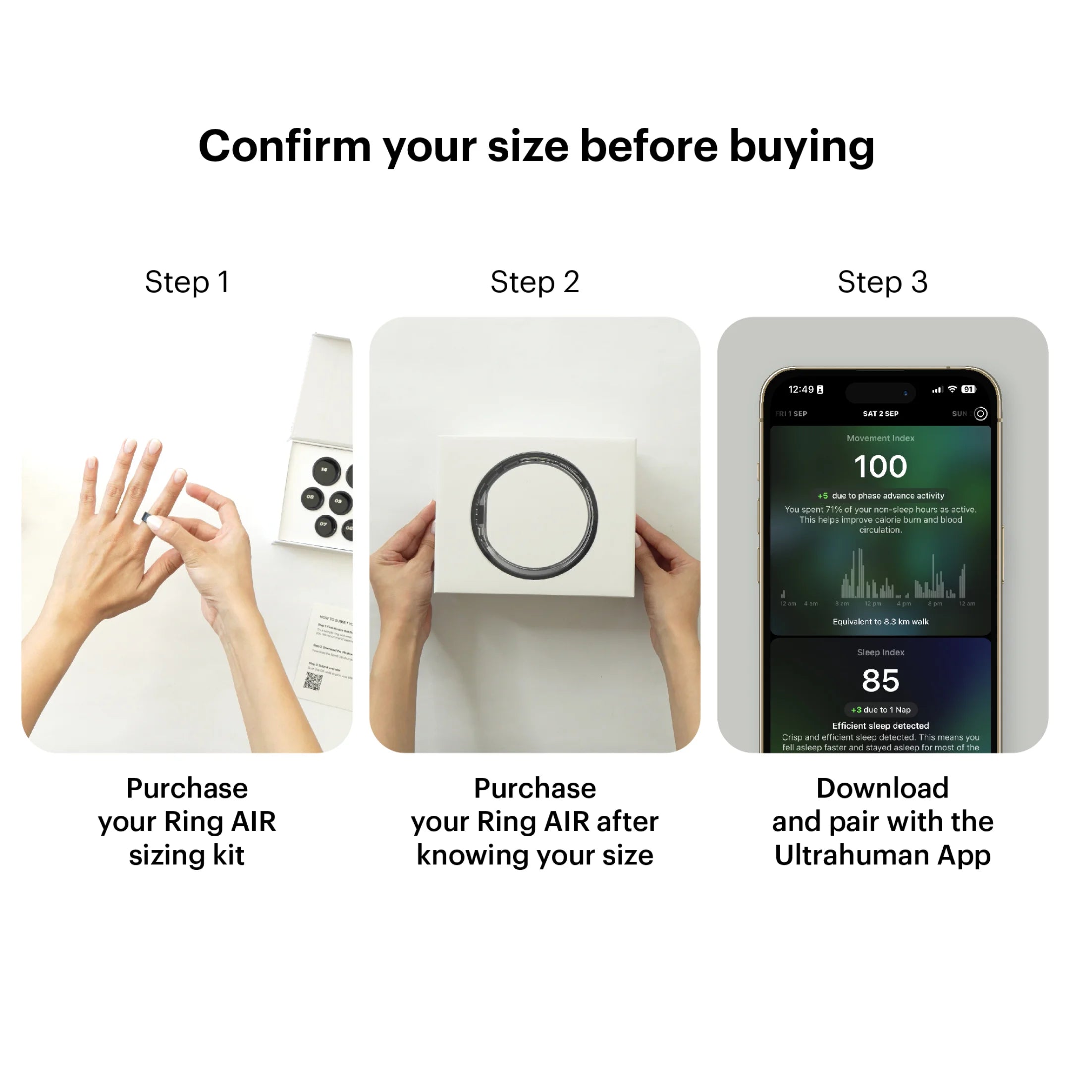 Ring AIR Size 11 - World’S Lightest Sleep-Tracking Wearable - Matte Grey