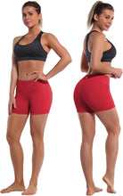 2.5"/4" Stretch Yoga Shorts for Women Tummy Control - 4" Inner Pocket_Scarlet Small (4" Inseam)