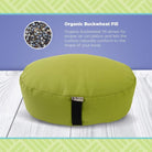 Zafu Meditation Pillows for Sitting on Floor, Yoga Cushion, Cotton/Buckwheat Fill Yoga Pillow, Zafu Meditation Cushion, Zen Kneeling Prayer Pad- Made in USA - 14"X18" Oval - Saffron