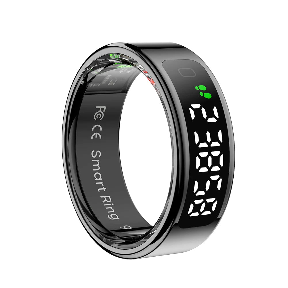 R11 Smart Ring BT 5.2 with Display Screen/Touch Wireless Charging 5 ATM Waterproof for Men Women for Android/Ios