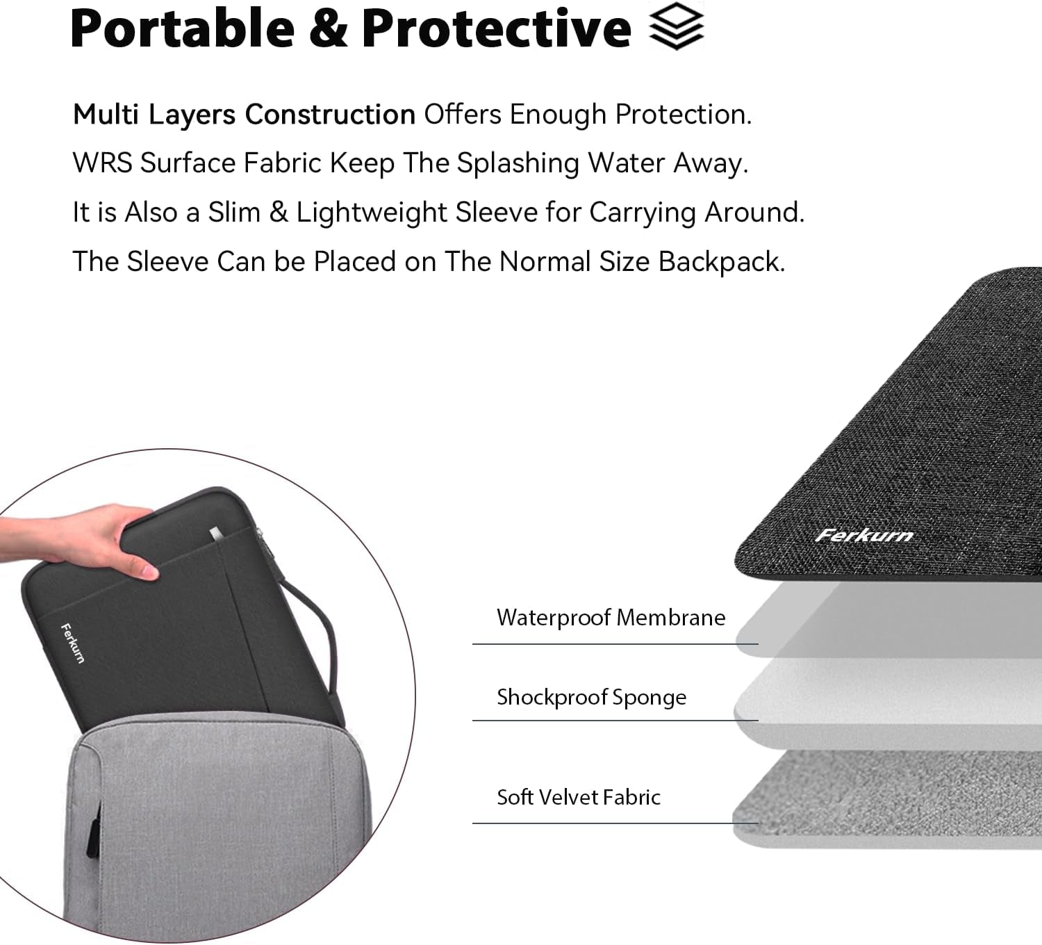 Laptop Case Sleeve for Men Women Chromebook Case Compatible with Macbook Air/Pro Lenovo Surface HP Dell ASUS Acer, 14 Inch, Black