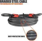 Heavy-Duty 4FT Security Cable Lock with Loops - 10Mm (3/8 Inch) Cut-Resistant Braided Steel Cable - Versatile & Weatherproof - Security Chain for Padlock, Chain Lock, Wire Lock